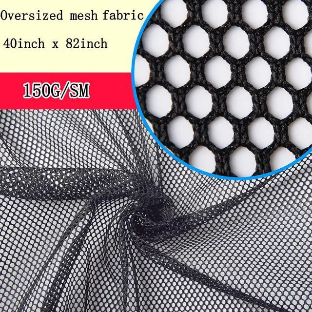 Alt view image 2 of 7 - 150GSM Black Mesh Fabric, 82" Width (1 Yard, 36" x 82 ") Polyester Fibre Mesh Netting Slightly Stretchy for Backpack Pocket, Straps, Clothes, Netting Bag Shopping Bag and Other DIY Craft