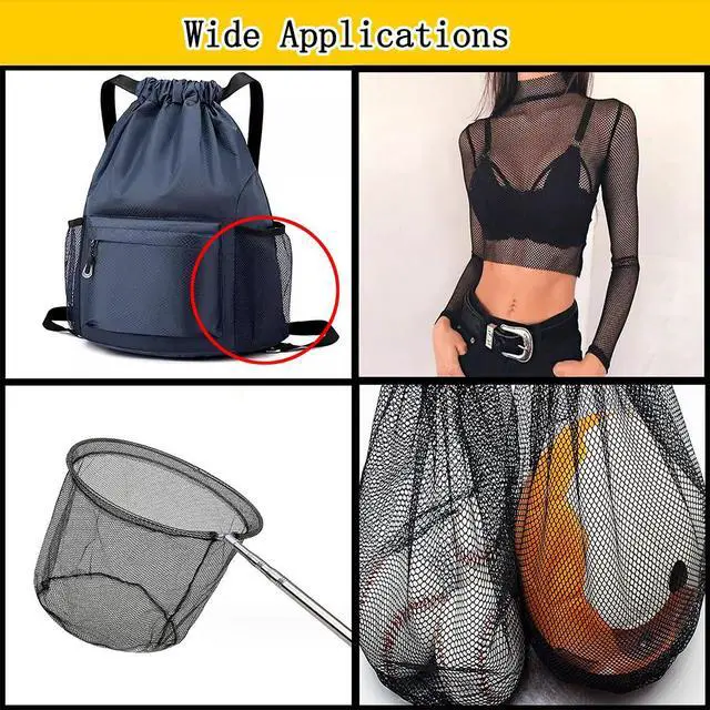 Alt view image 4 of 7 - 150GSM Black Mesh Fabric, 82" Width (1 Yard, 36" x 82 ") Polyester Fibre Mesh Netting Slightly Stretchy for Backpack Pocket, Straps, Clothes, Netting Bag Shopping Bag and Other DIY Craft