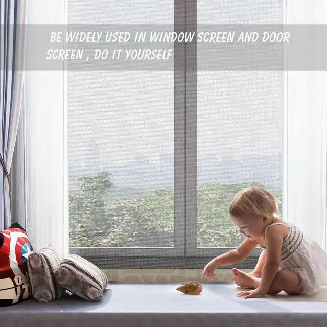 Alt view image 6 of 7 - High Density Screen Pollen Proof Net Dust and Pollen Proof Screen Mesh Replacement Door and Window Mesh(37"x99",Gray)