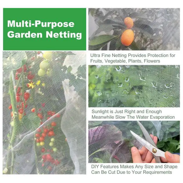 Alt view image 5 of 6 - Ultra Fine Garden Netting 4'x10' Plant Pest Barrier Covers Bird Patio Mosquito Netting Tree Vegetable Mesh Protection Netting Fruit Greenhouse Row Nets for Garden