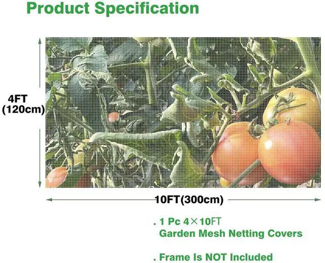 Alt view image 6 of 6 - Ultra Fine Garden Netting 4'x10' Plant Pest Barrier Covers Bird Patio Mosquito Netting Tree Vegetable Mesh Protection Netting Fruit Greenhouse Row Nets for Garden
