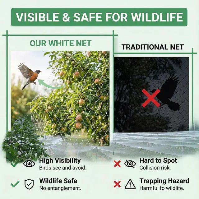 Alt view image 5 of 7 - 9.8 x26 Ft Garden Netting with 1'' Square Mesh with Cable Tie for Fruit, Vegetable, Plant Trees Protection, White