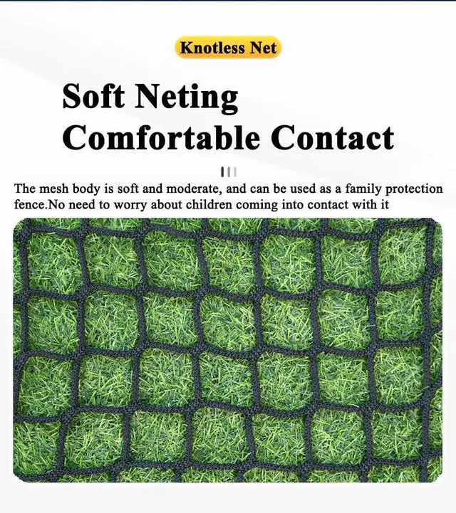 Alt view image 4 of 7 - Black Safety Rope Net for Kids, Exterior Guardrail Net for Stair Balcony, Knotless Fence Protective Netting, Outdoor Terrace Decoration Grid Net (0.5Mx2M(1.64FTx6.56FT), Black)