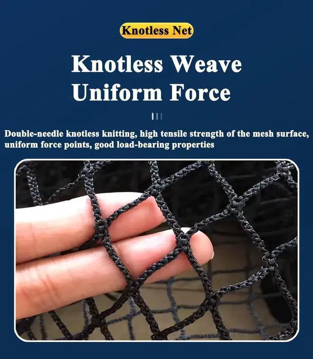 Alt view image 5 of 7 - Black Safety Rope Net for Kids, Exterior Guardrail Net for Stair Balcony, Knotless Fence Protective Netting, Outdoor Terrace Decoration Grid Net (0.5Mx2M(1.64FTx6.56FT), Black)