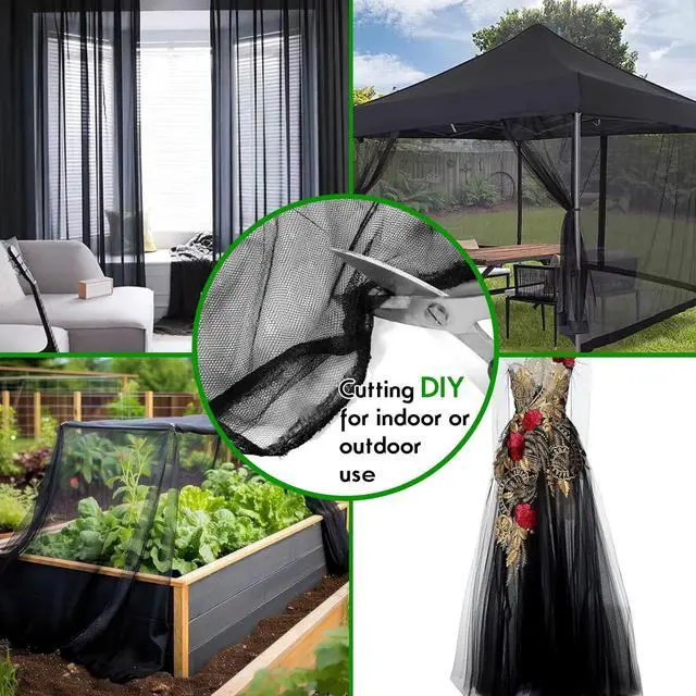 Alt view image 5 of 5 - Black Garden Hidden Mesh Netting, DIY Halloween Spooky Cheesecloth, Large Soft Mosquito/Insect/Bugs Mesh with Hanging Buttons and Rope for Plant Protection and Hunting Blind,10x39FT