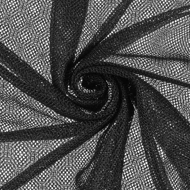 Main image of Black Mesh Fabric 59 x 29.5 Inch Mesh Netting Stretchy Power Meshes Fabric for Sewing Crafts Netting Clothes Shopping Bag Backpack Pocket and Straps
