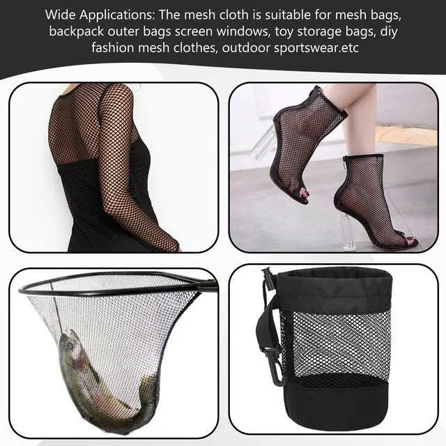 Alt view image 7 of 7 - Black Mesh Fabric 59 x 29.5 Inch Mesh Netting Stretchy Power Meshes Fabric for Sewing Crafts Netting Clothes Shopping Bag Backpack Pocket and Straps