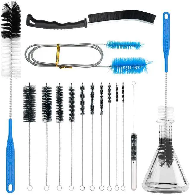 Main image of 13Pcs Glass Cleaning Kit Tube Pipe Cleaners Straw Cleaner Brush - Reusable Handles Extra Long Bottle Brush & for Glass Water Stanley Mugs (40,30,20 oz), for Sippy Cup, Water Bottle, Tubes Drains
