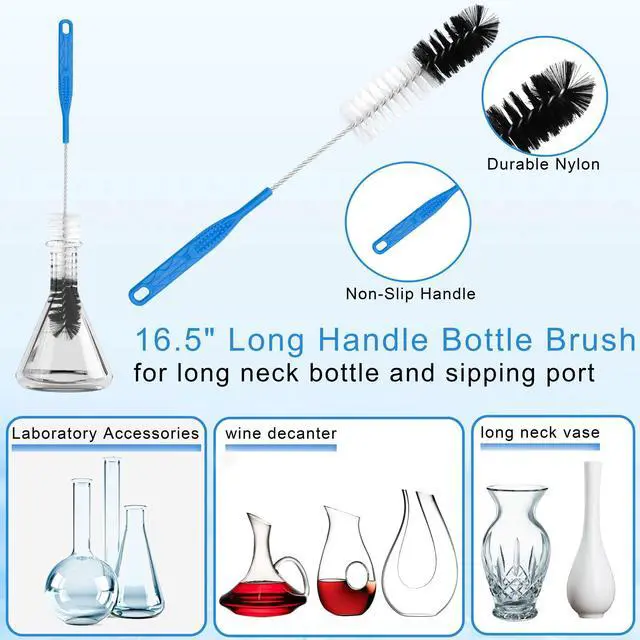 Alt view image 2 of 5 - 13Pcs Glass Cleaning Kit Tube Pipe Cleaners Straw Cleaner Brush - Reusable Handles Extra Long Bottle Brush & for Glass Water Stanley Mugs (40,30,20 oz), for Sippy Cup, Water Bottle, Tubes Drains