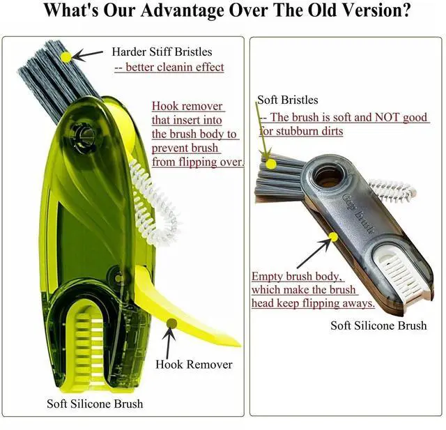 Alt view image 4 of 5 - 4 in 1 Cup Lid Cleaning Brush Set Multifunctional Bottle Brush Cleaner Tiny Bottle Cup Lid Brush Straw Cleaner Tools Mini Silicone Bottle Cup-Holder Cleaner with Hook Remover Blue & Grey