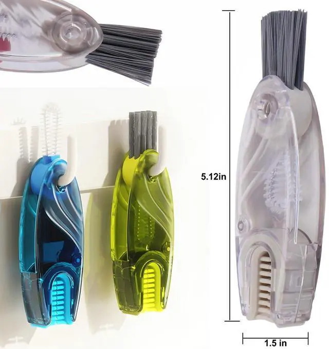 Alt view image 5 of 5 - 4 in 1 Cup Lid Cleaning Brush Set Multifunctional Bottle Brush Cleaner Tiny Bottle Cup Lid Brush Straw Cleaner Tools Mini Silicone Bottle Cup-Holder Cleaner with Hook Remover Blue & Grey