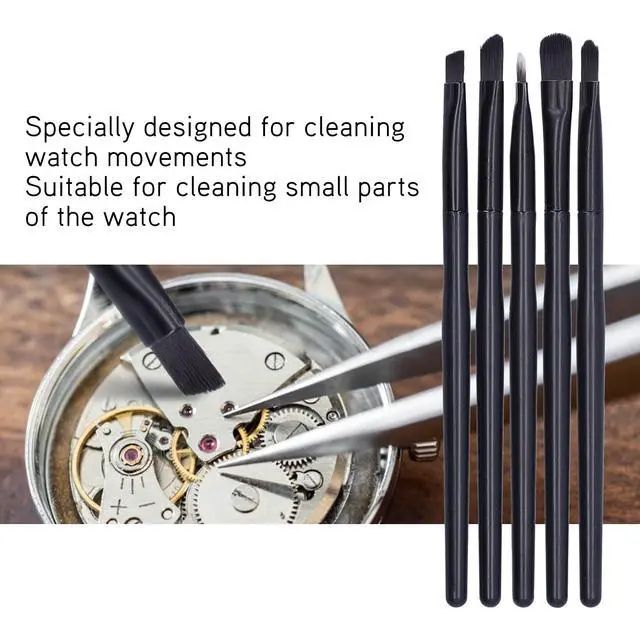 Alt view image 2 of 7 - Cleaning Dust Brush Kit, Cleaner Tool Kit Corner Removal Cleaning Brush Watch Repair Watchmaker Tool Kit Watch Cleaning Brush Set Wristwatch Movement Small Part Cleaning Soft Brushes Set