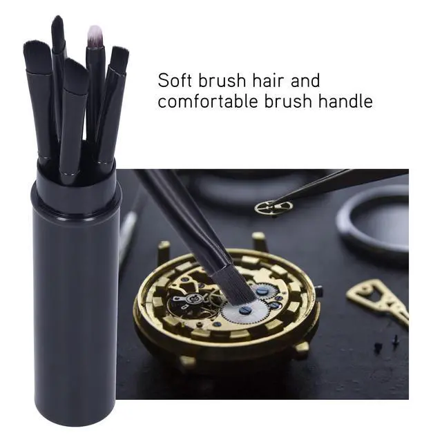 Alt view image 3 of 7 - Cleaning Dust Brush Kit, Cleaner Tool Kit Corner Removal Cleaning Brush Watch Repair Watchmaker Tool Kit Watch Cleaning Brush Set Wristwatch Movement Small Part Cleaning Soft Brushes Set