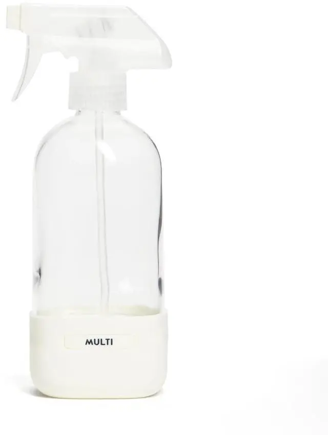 Alt view image 3 of 7 - Refillable Glass Spray Bottle, 16 oz White - Reusable Cleaning Container with Protective Silicone Sleeve & Slide & Snap Labeling System - For Essential Oil, Multi-Purpose & Glass Cleaners