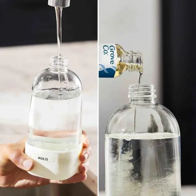 Alt view image 4 of 7 - Refillable Glass Spray Bottle, 16 oz White - Reusable Cleaning Container with Protective Silicone Sleeve & Slide & Snap Labeling System - For Essential Oil, Multi-Purpose & Glass Cleaners