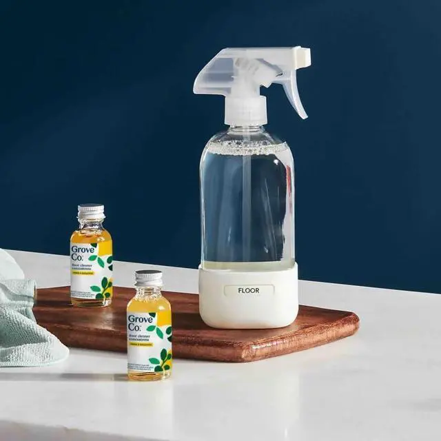 Alt view image 7 of 7 - Refillable Glass Spray Bottle, 16 oz White - Reusable Cleaning Container with Protective Silicone Sleeve & Slide & Snap Labeling System - For Essential Oil, Multi-Purpose & Glass Cleaners