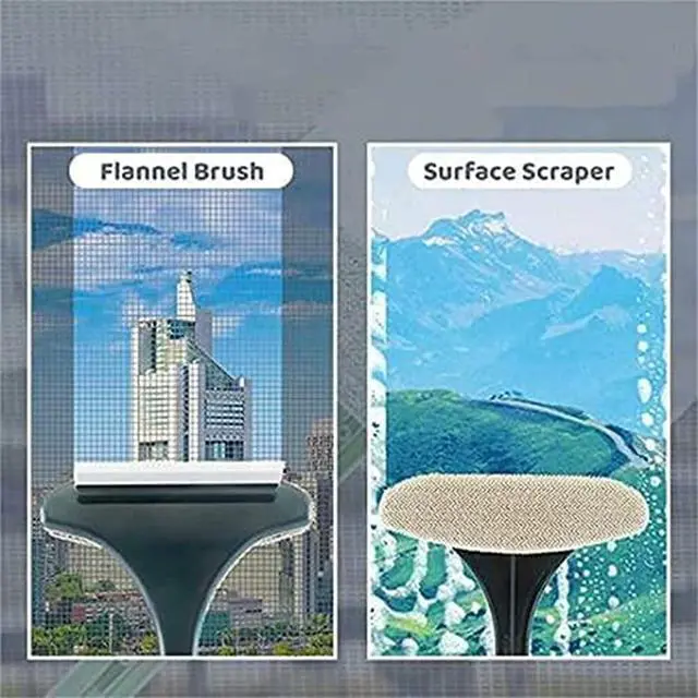 Alt view image 3 of 7 - Multifunctional Screen Brush 2 in 1 Window Cleaner BrushExtendable Window Cleaning Tool Multifunctional Screen Brush Wet and Dry Glass Cleaning Brush (Green + White)