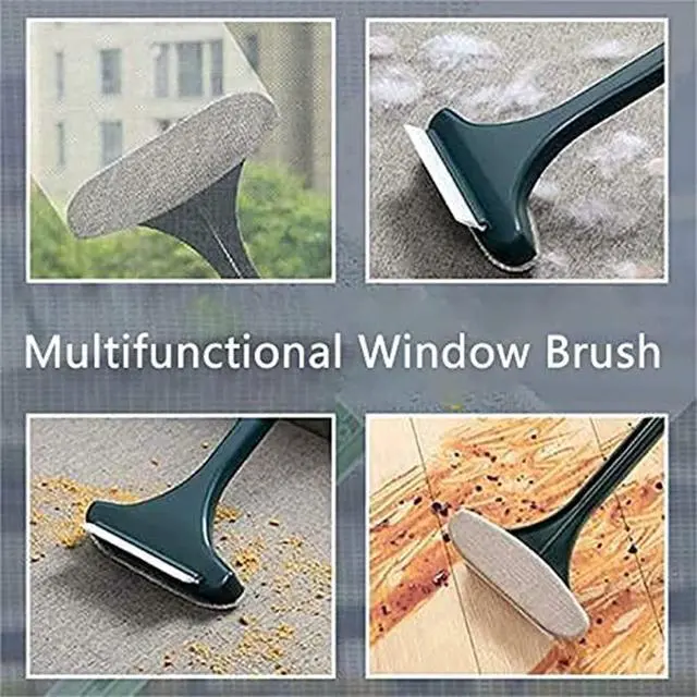 Alt view image 4 of 7 - Multifunctional Screen Brush 2 in 1 Window Cleaner BrushExtendable Window Cleaning Tool Multifunctional Screen Brush Wet and Dry Glass Cleaning Brush (Green + White)