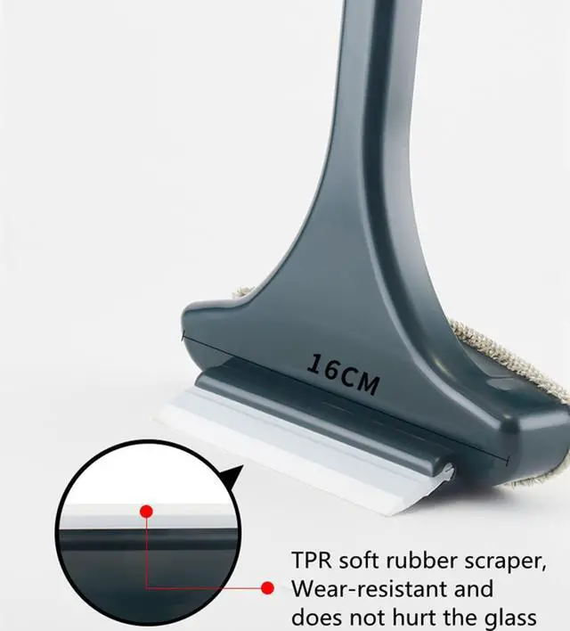 Alt view image 5 of 7 - Multifunctional Screen Brush 2 in 1 Window Cleaner BrushExtendable Window Cleaning Tool Multifunctional Screen Brush Wet and Dry Glass Cleaning Brush (Green + White)