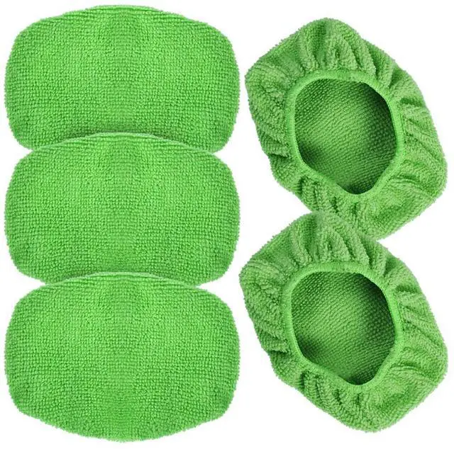 Main image of Microfiber Cleaning Cloth for Windshield Cleaning Tool, Windshield Cleanner Wand Replaceable Glass Cleaning Bonnets, Interior Auto Window Cleaner Washing Pads, Fit 5, Green, 5 Pack