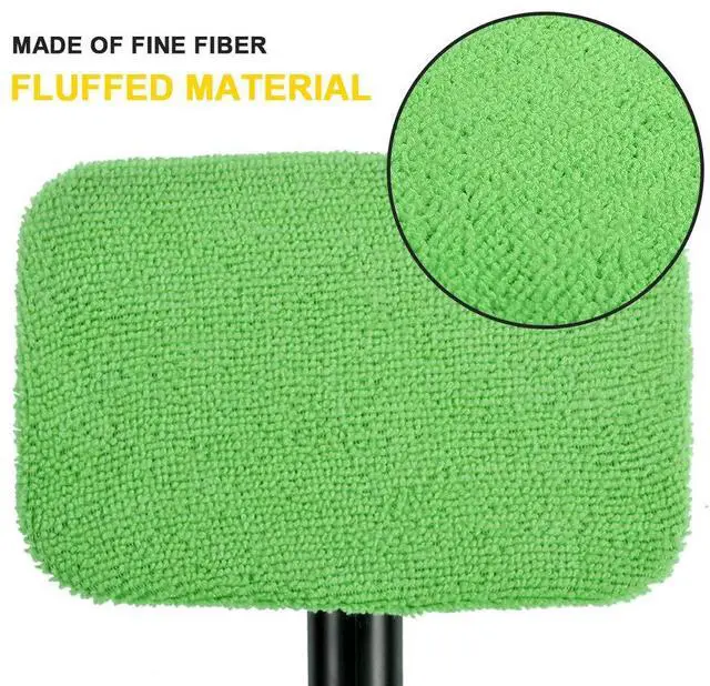 Alt view image 2 of 7 - Microfiber Cleaning Cloth for Windshield Cleaning Tool, Windshield Cleanner Wand Replaceable Glass Cleaning Bonnets, Interior Auto Window Cleaner Washing Pads, Fit 5, Green, 5 Pack