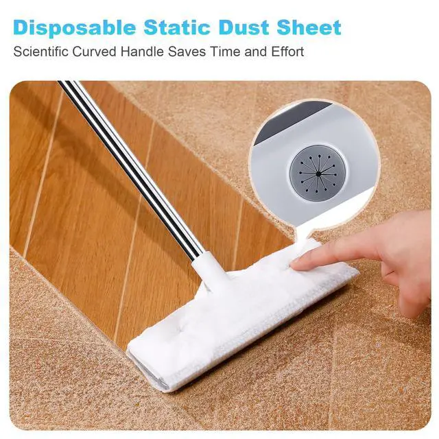 Alt view image 4 of 6 - Mesh Screen Cleaner, Glass Wiper, Dust Paper Clip3 in 1 Wet and Dry Screen Cleaner with Long Handle Wiper for Shower, Glass, Floor, Tile Walls, Car Windshield, White