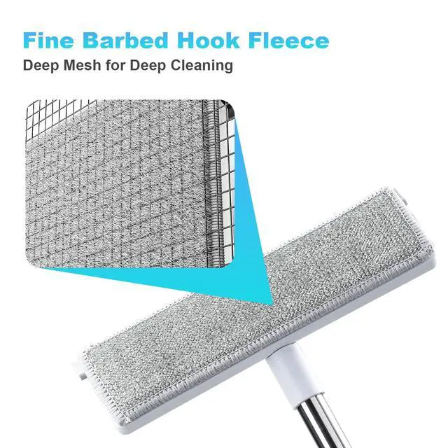 Alt view image 2 of 6 - Mesh Screen Cleaner, Glass Wiper, Dust Paper Clip3 in 1 Wet and Dry Screen Cleaner with Long Handle Wiper for Shower, Glass, Floor, Tile Walls, Car Windshield, White
