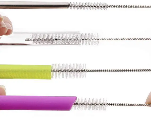 Alt view image 4 of 7 - Long Straw Brush Cleaner (10 Pack), Flexible Nylon Tube Cleaning Brushes with 0.4" Bristles, Rust-Proof Stainless Steel Wire Washer for Reusable Tumblers, Sports Bottles & Pipes (10 Inch)
