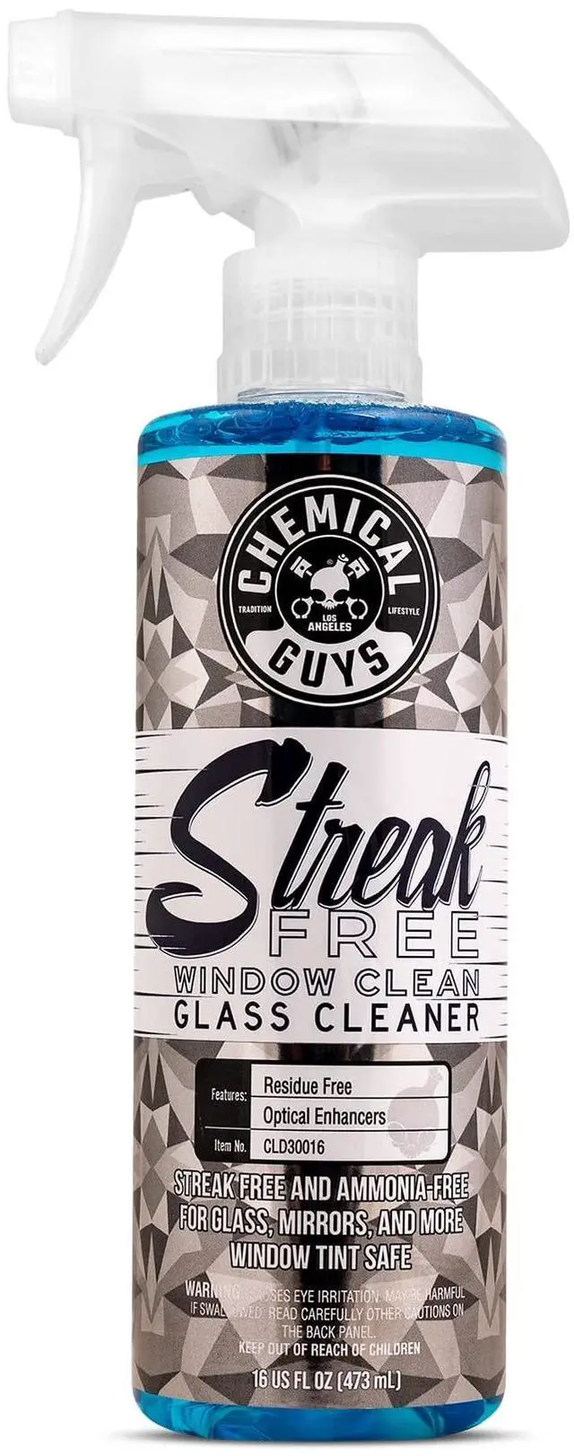 Main image of Chemical Guys Streak Free Glass and Window Cleaner - Works on Glass, Windows, Mirrors, and Screens, Ammonia-Free and Safe on Tinted Windows, for Cars, Trucks, SUVs, and Home Use - 16 oz