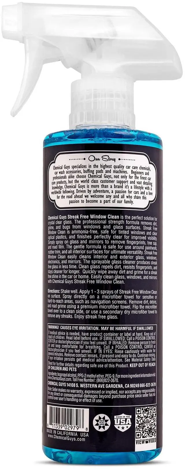 Alt view image 7 of 7 - Chemical Guys Streak Free Glass and Window Cleaner - Works on Glass, Windows, Mirrors, and Screens, Ammonia-Free and Safe on Tinted Windows, for Cars, Trucks, SUVs, and Home Use - 16 oz