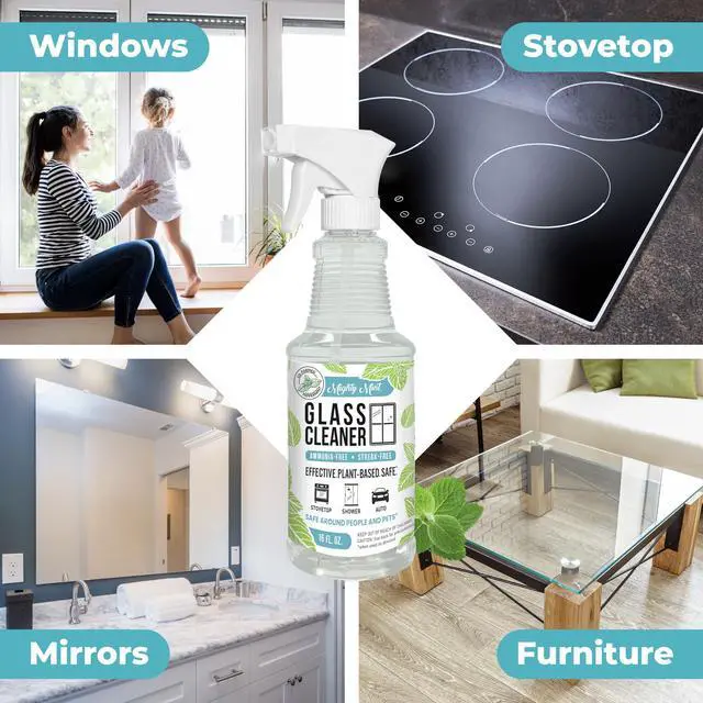 Alt view image 2 of 7 - Glass Cleaner, Ammonia-Free, Streak-Free Spray for Windows, Screens, Stovetop, Bathroom, Natural Peppermint Scent, 16oz