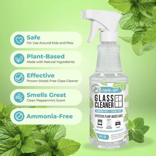 Alt view image 6 of 7 - Glass Cleaner, Ammonia-Free, Streak-Free Spray for Windows, Screens, Stovetop, Bathroom, Natural Peppermint Scent, 16oz