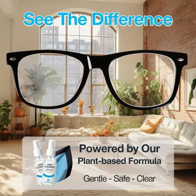 Alt view image 6 of 7 - Glasses Cleaner Kit Alcohol-Free, Plant-Based Spray + Ultra-Soft Microfiber Cloths for Eyeglasses, Screens & Cameras 2 x 2oz Spray Bottles + 2 Cloths + Travel Pouch Set
