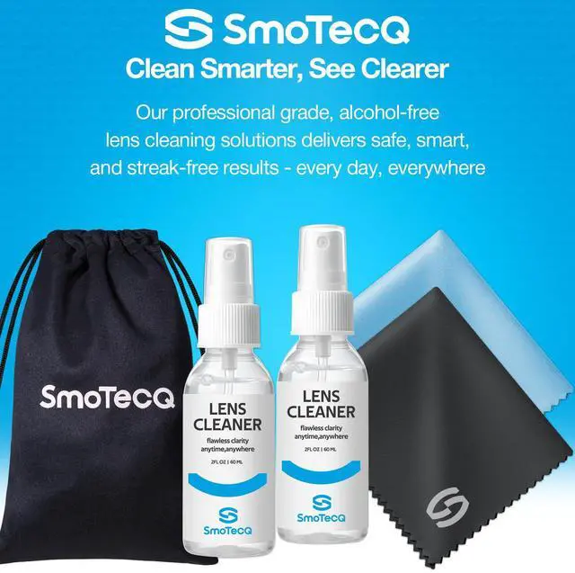 Alt view image 7 of 7 - Glasses Cleaner Kit Alcohol-Free, Plant-Based Spray + Ultra-Soft Microfiber Cloths for Eyeglasses, Screens & Cameras 2 x 2oz Spray Bottles + 2 Cloths + Travel Pouch Set