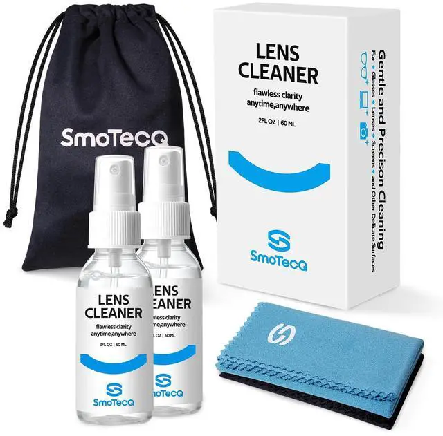 Main image of Glasses Cleaner Kit Alcohol-Free, Plant-Based Spray + Ultra-Soft Microfiber Cloths for Eyeglasses, Screens & Cameras 2 x 2oz Spray Bottles + 2 Cloths + Travel Pouch Set
