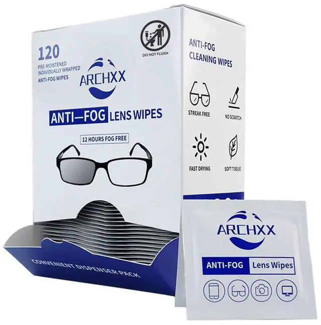 Main image of Anti Fog Wipes for Glasses, 120 Count,Pre-Moistened Cleaning Wipes, Lens Cleaner Wipe for Eyeglasses,Sunglasses,Goggles,Screen,Phone,Individually Wrapped Eye Glasses Cleaner