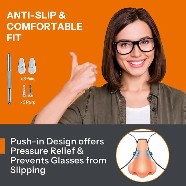 Alt view image 6 of 7 - Glasses Cleaner,8 in 1 Glasses Cleaning Kit with 24H Anti Fog Eyeglass Cleaner Spray| Portable Glasses Cleaner Tool|Eye Glass Clean Cloths, Glasses Anti Slip with Soft Eyeglass Nose Pads & Ear Grip