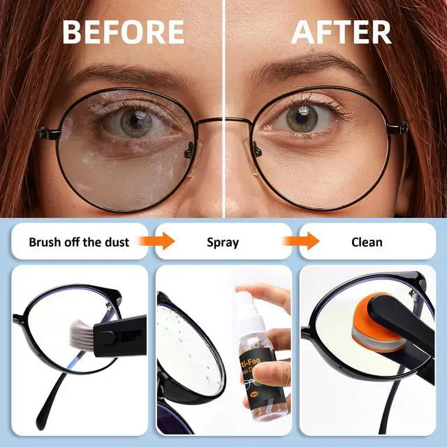 Alt view image 4 of 7 - Glasses Cleaner Eyeglass Cleaning Kit with 24H Anti Fog Spray for Glasses and Microfiber Cloth, Portable Eyeglass Cleaner Tool Lens Wipes Cleaning kit for Camera Lenses