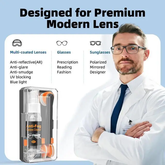 Alt view image 7 of 7 - Glasses Cleaner Eyeglass Cleaning Kit with 24H Anti Fog Spray for Glasses and Microfiber Cloth, Portable Eyeglass Cleaner Tool Lens Wipes Cleaning kit for Camera Lenses