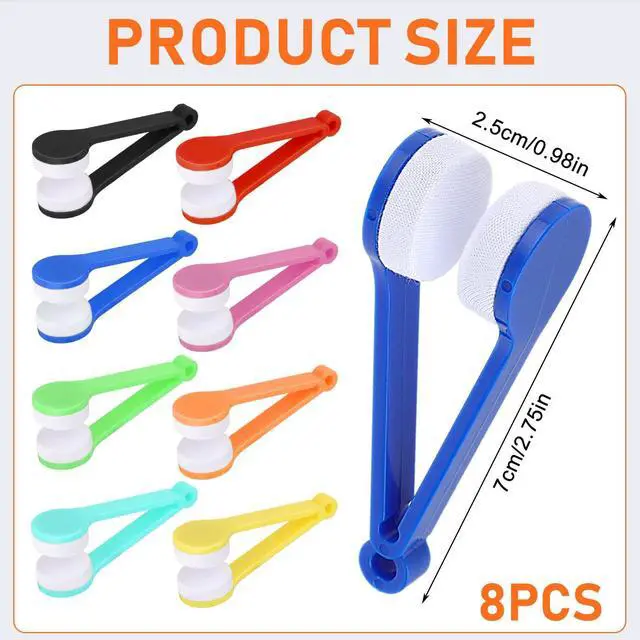 Alt view image 2 of 7 - 8 Pcs Eyeglass Cleaner, Mini Sun Glasses Eyeglass Microfiber Spectacles Cleaner Soft Brush Cleaning Tool, Eyeglass Cleaning Clip for Eyeglass, Sunglasses and Eye Glasses