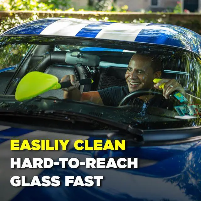 Alt view image 2 of 6 - 95160 Reach & Clean Windshield Cleaning Tool and Car Window Cleaner Tool for Interior and Exterior Auto Glass, Trucks, SUVs, RVs and Home Windows with 2 Microfiber Pads and Storage Bag