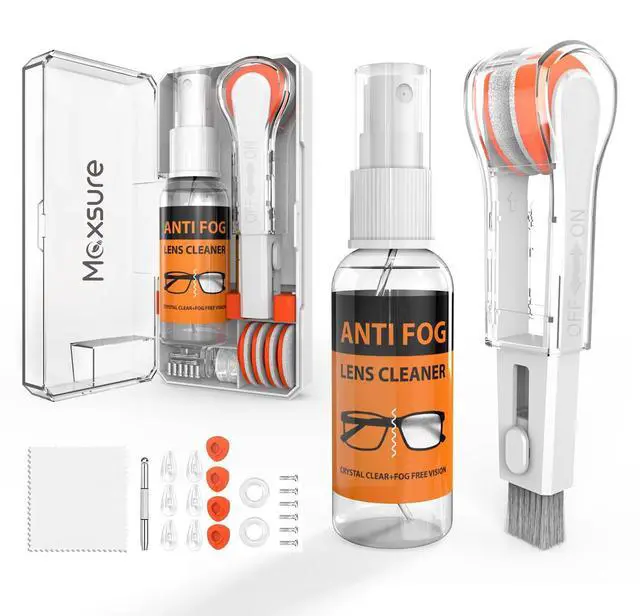 Main image of Glasses Cleaner Kit,Eyeglass Repair Kit- Eyeglass Cleaner |24H Anti Fog Lens Cleaner Spray| Microfiber Cleaning Cloth|3 in 1 Screwdriver| 6 Silicone Eyeglass Nose Pads with Screws| 2 Glasses Ear Grip