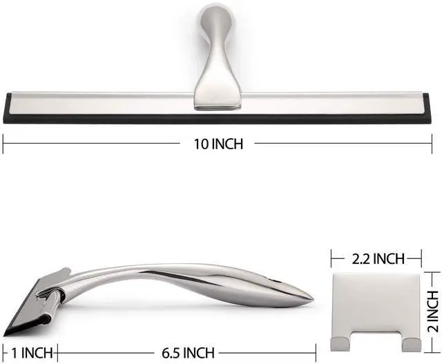 Alt view image 2 of 7 - All-Purpose Shower Squeegee for Shower Doors, Bathroom, Window and Car Glass - Stainless Steel, 10 Inches