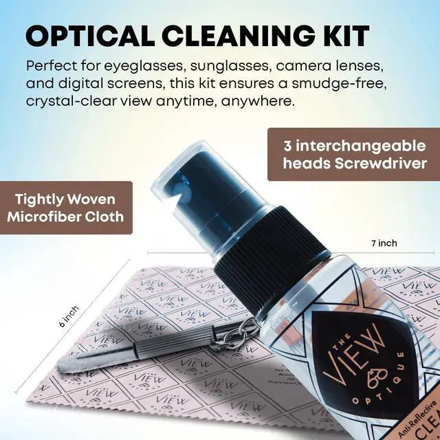 Alt view image 5 of 7 - Anti-Reflective Lens Cleaner & Repair Kit 0.4oz Glasses Cleaner Spray, Microfiber Cloth & Keychain Screwdriver in a Vinyl Snap Case for Eyeglasses, Sunglasses & Screens(3 Piece Set)