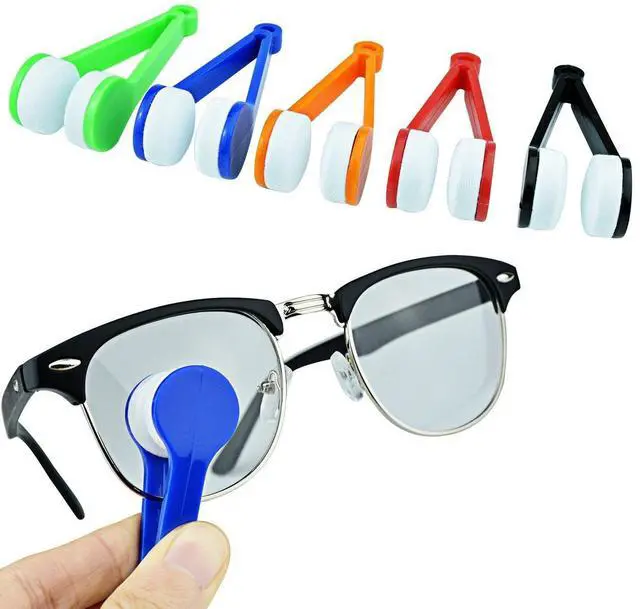 Alt view image 4 of 4 - 12 pcs Mini Sun Glasses Eyeglass Microfiber Spectacles Cleaner Brush Cleaning ToolRandom Color