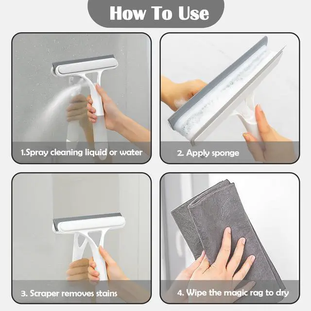 Alt view image 4 of 7 - Window Cleaner Tool Kit,2026 3 in 1 Window Cleaning Scraper with Spray,Thickened Magic Cleaning Cloth,Window Scrubber Cleaning Squeegee for Glass,Mirror,Shower Doors,Car Windshields(White)