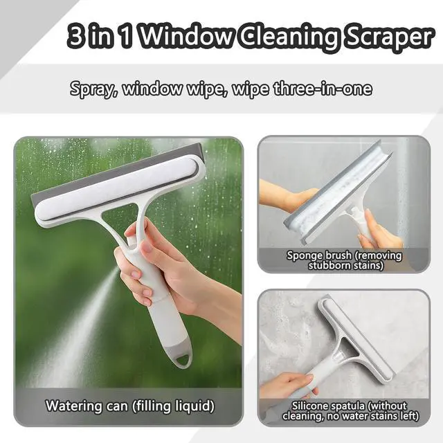 Alt view image 5 of 7 - Window Cleaner Tool Kit,2026 3 in 1 Window Cleaning Scraper with Spray,Thickened Magic Cleaning Cloth,Window Scrubber Cleaning Squeegee for Glass,Mirror,Shower Doors,Car Windshields(White)