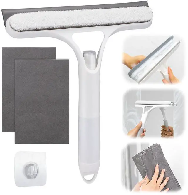 Main image of Window Cleaner Tool Kit,2026 3 in 1 Window Cleaning Scraper with Spray,Thickened Magic Cleaning Cloth,Window Scrubber Cleaning Squeegee for Glass,Mirror,Shower Doors,Car Windshields(White)