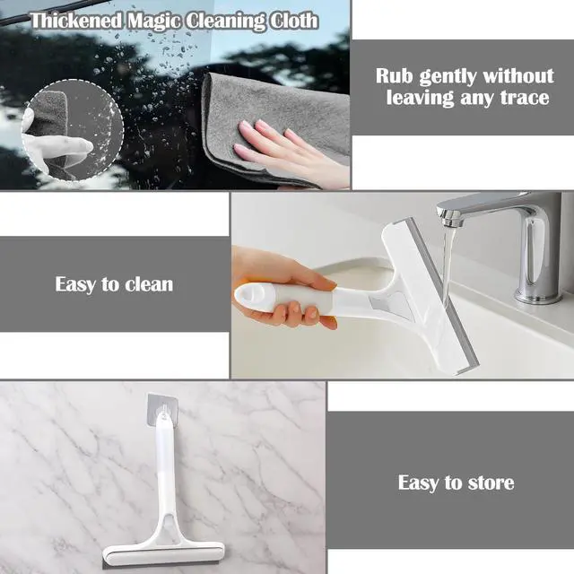 Alt view image 6 of 7 - Window Cleaner Tool Kit,2026 3 in 1 Window Cleaning Scraper with Spray,Thickened Magic Cleaning Cloth,Window Scrubber Cleaning Squeegee for Glass,Mirror,Shower Doors,Car Windshields(White)