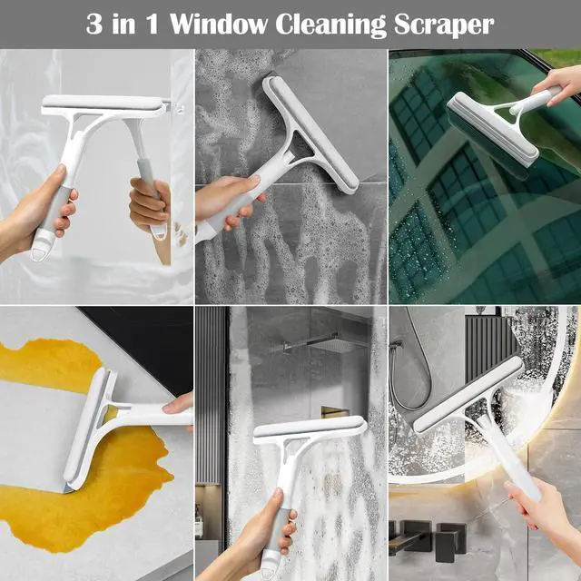 Alt view image 7 of 7 - Window Cleaner Tool Kit,2026 3 in 1 Window Cleaning Scraper with Spray,Thickened Magic Cleaning Cloth,Window Scrubber Cleaning Squeegee for Glass,Mirror,Shower Doors,Car Windshields(White)